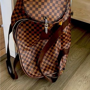 LOUIS VUITTON Damier Ebene Neo Eole 55 Rolling Duffle carry on sized suitcase.